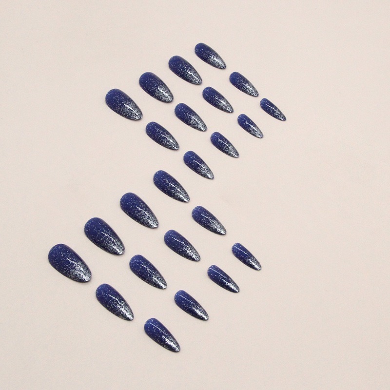 Wholesale 24 acrylic magnetic nail press on cat's eye square French tip  nail press on glue stickers and nail file