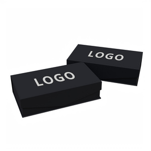 Custom printing eco friendly Cardboard Matte Black rigid Jewelry Magnet Packaging Magnetic Flip Paper Folding Gift pap