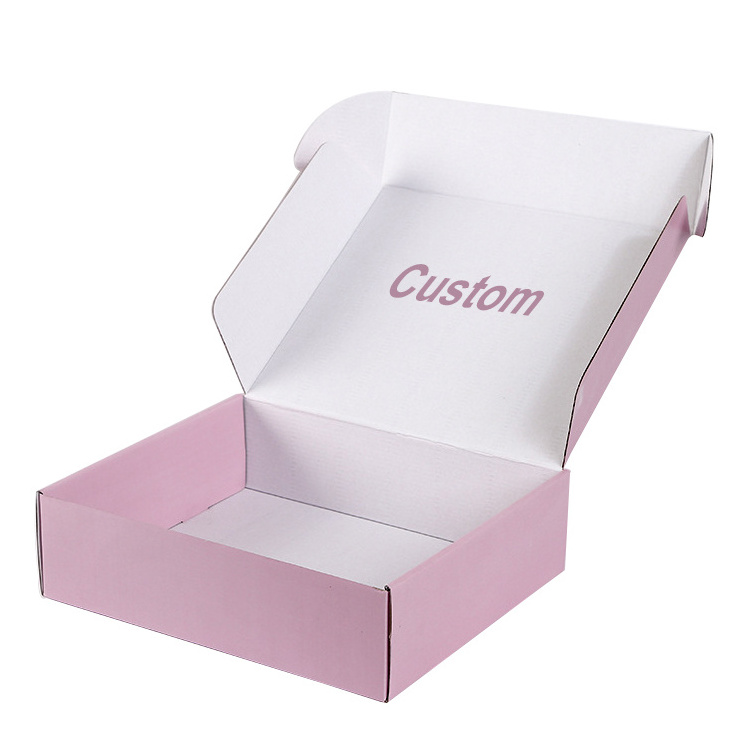 Factory Corrugated Paper Custom Packaging Mailer Pink Boxes With Printing Eco Friendly Kraft Paper Box Shipping Box