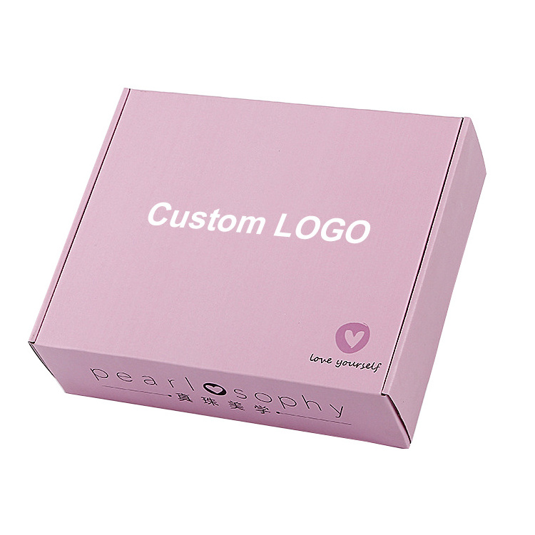 Factory Corrugated Paper Custom Packaging Mailer Pink Boxes With Printing Eco Friendly Kraft Paper Box Shipping Box