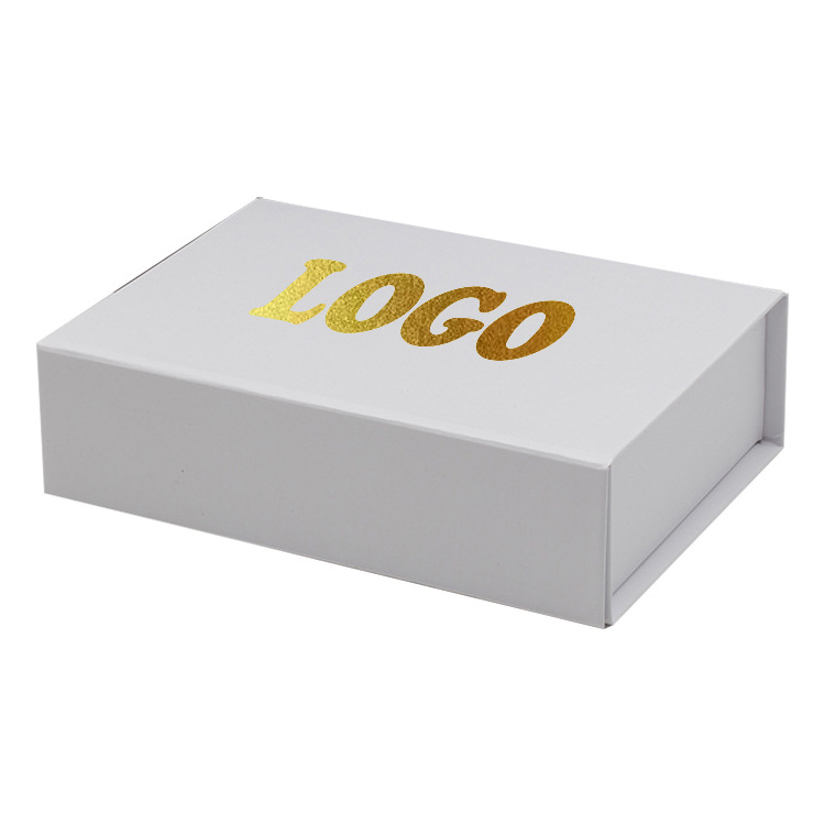 recycled cardboard magnetic lid black paper packaging box with gold foil printing