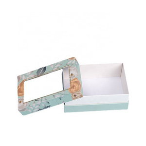 Custom Transparent Front Gift Box PVC Lid clothes scarf towel packaging folding Kraft Paper Packaging Corrugated Boxes With Wind