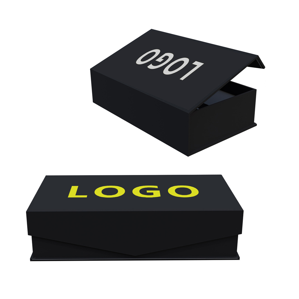 Custom printing eco friendly Cardboard Matte Black rigid Jewelry Magnet Packaging Magnetic Flip Paper Folding Gift pap