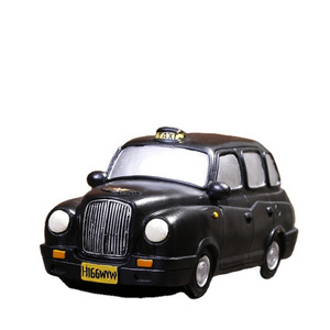 Resin Black Taxi Desktop Utility Decorative Piggy Bank Living Room Ornament Resin car piggy bank for home decor