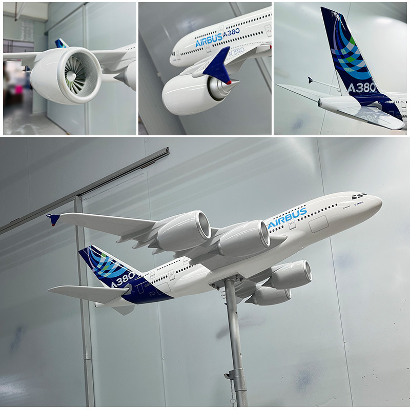 Whole sale China Factory 1:60 Scale resin A380 airplane model large size 120cm Airbus 380 support custom livery