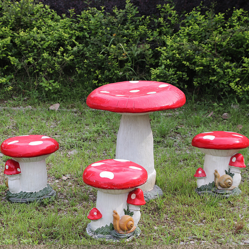 Large Fiberglass cartoon vegetable and fruit table chair ornaments outdoor garden landscape mushroom seat garden decoration