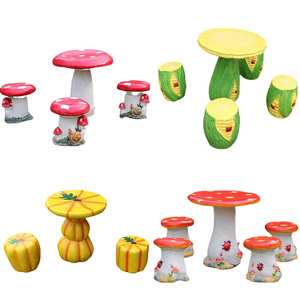 Large Fiberglass cartoon vegetable and fruit table chair ornaments outdoor garden landscape mushroom seat garden decoration