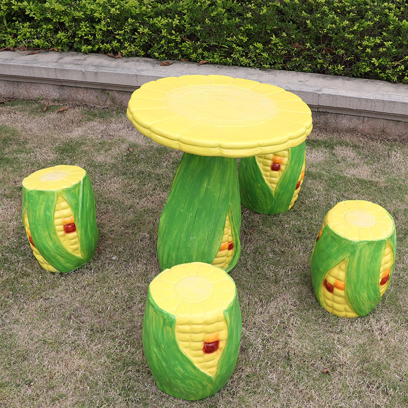 Large Fiberglass cartoon vegetable and fruit table chair ornaments outdoor garden landscape mushroom seat garden decoration