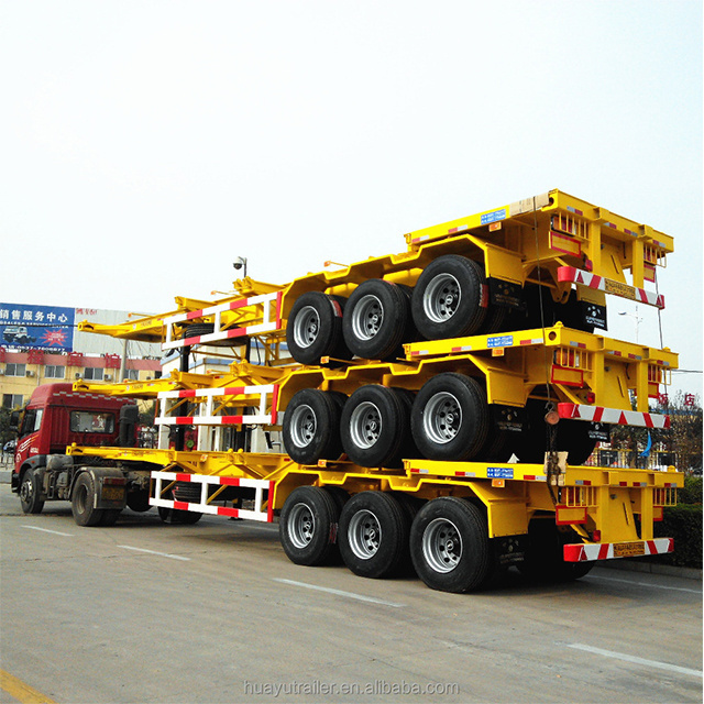 High quality 3-axle 20 '40' trailer chassis flatbed trailer