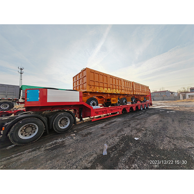 China's hot heavy 100 tons gooseneck 5-axis low bed semi-trailer with extension