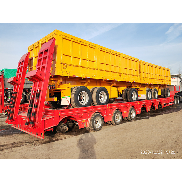 China sells Heavy duty 120 ton lowboy axle lowbed truck trailer