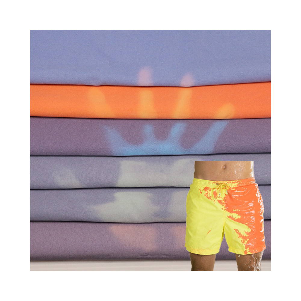 Temperature Sensitive Heat Color Changing Fabric Water Thermochromic Changing Colors Woven  Fabric for Beach Shorts