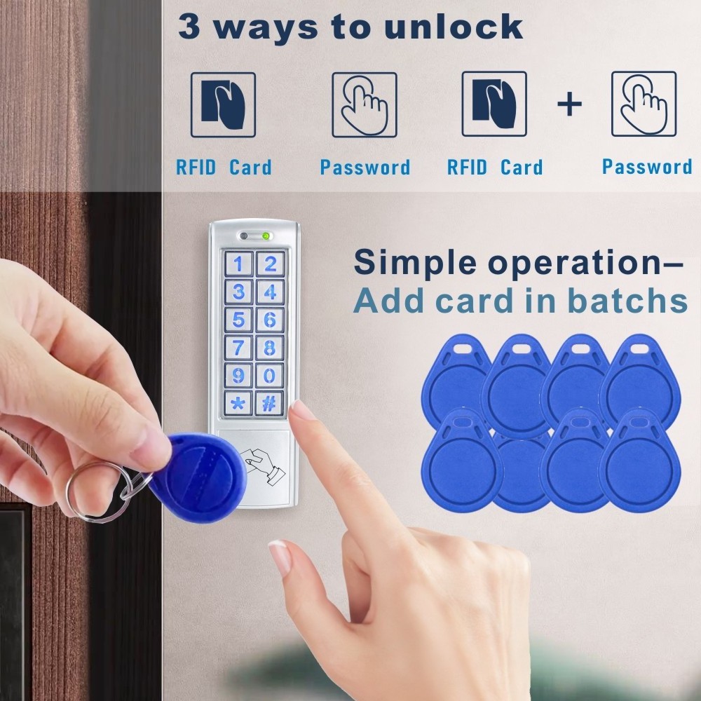 waterproof  metal access control door entry FRID card reader keypad standalone rfid access control system