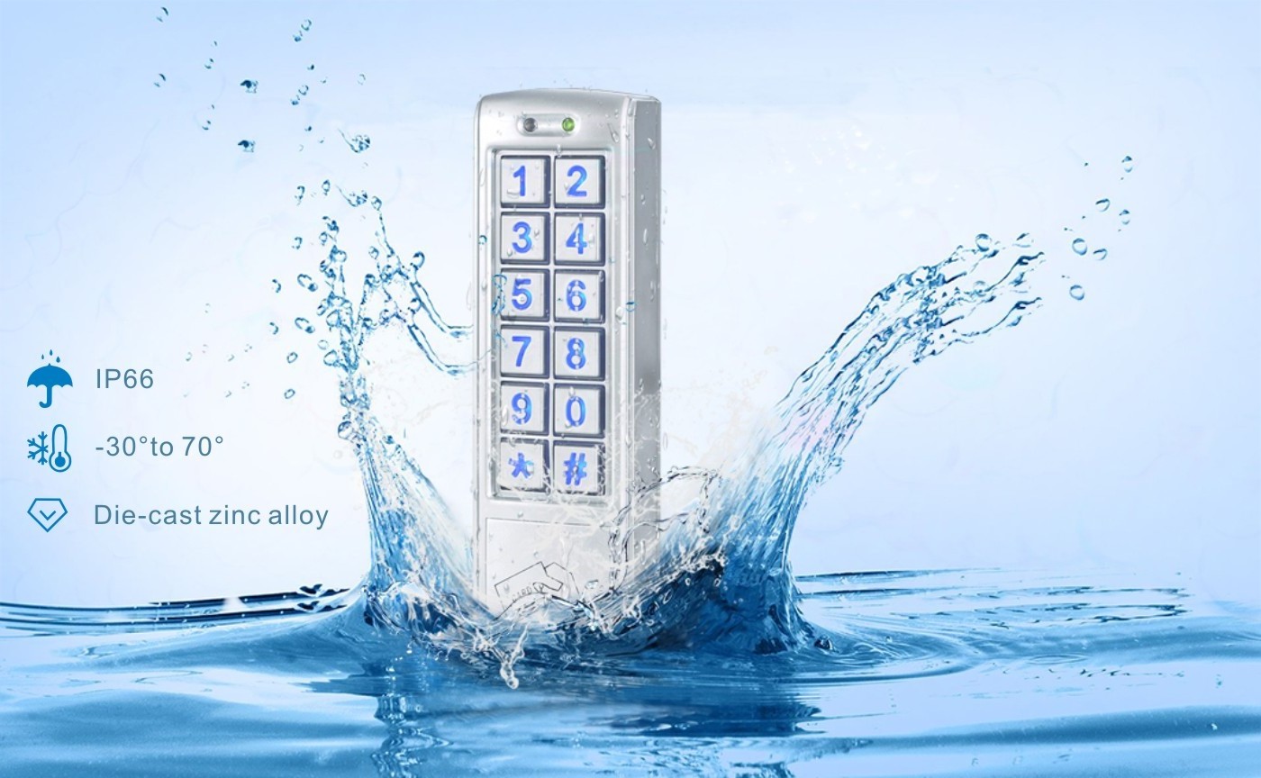 waterproof  metal access control door entry FRID card reader keypad standalone rfid access control system