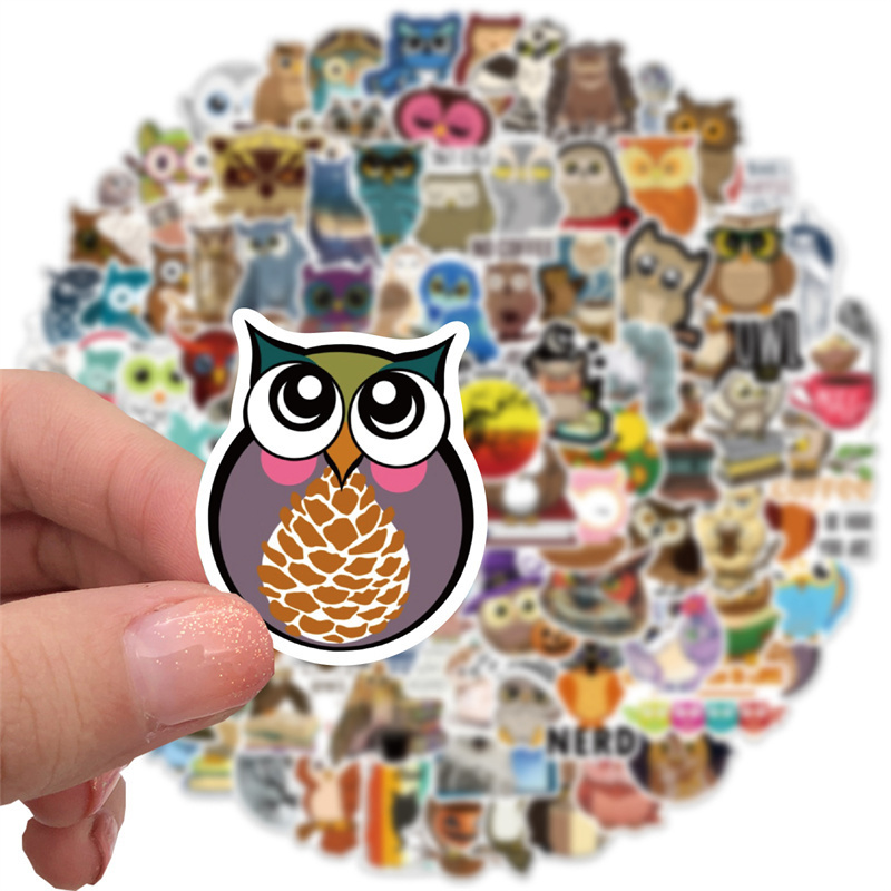 100PCS Owl Stickers Decal for Laptop | Aesthetic Vinyl PVC Waterproof Laptops Walls Skateboard Envelope Water Bottle