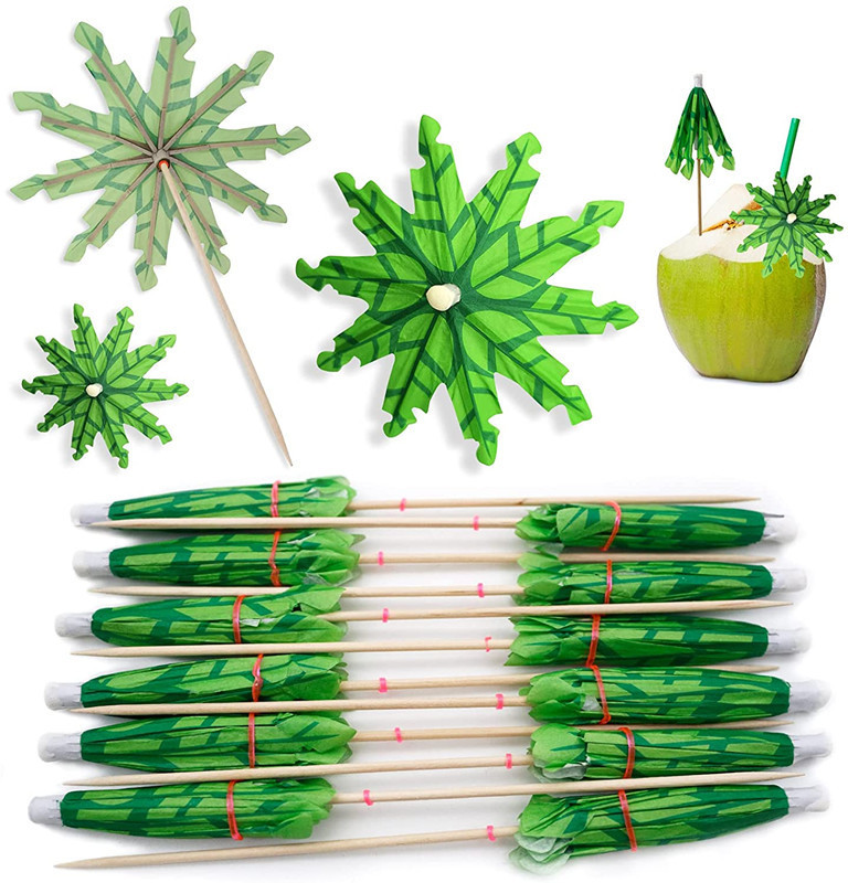 Wholesale Green Drink Umbrellas Coconut Palm Tree Cocktail Umbrellas Drinks sticks 6 Inch,Cocktail Parasol Sticks Cocktail picks