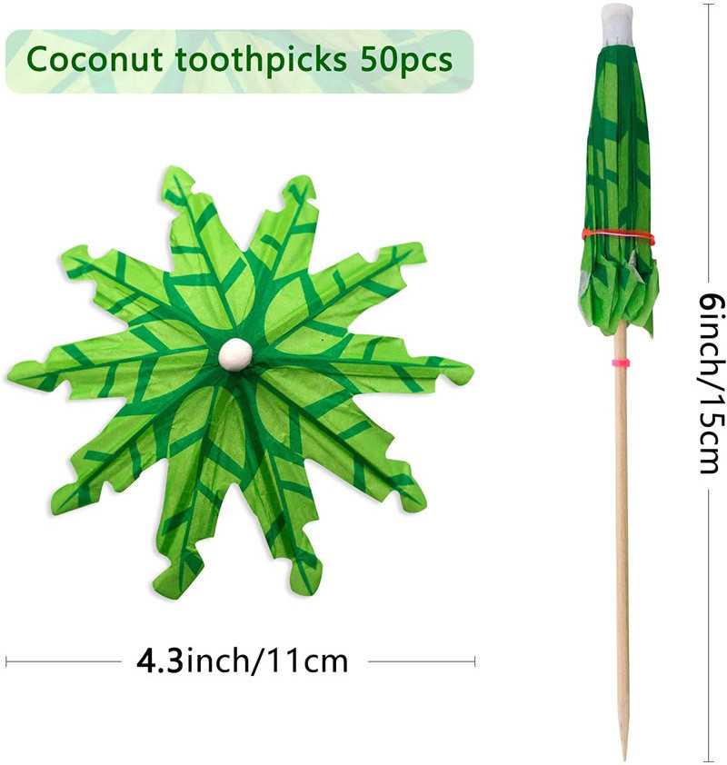 Wholesale Green Drink Umbrellas Coconut Palm Tree Cocktail Umbrellas Drinks sticks 6 Inch,Cocktail Parasol Sticks Cocktail picks