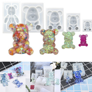 2022NEW DIY bear Silicone resin mold crystal drop glue handmade the little violent bear stereo bear keychains mold