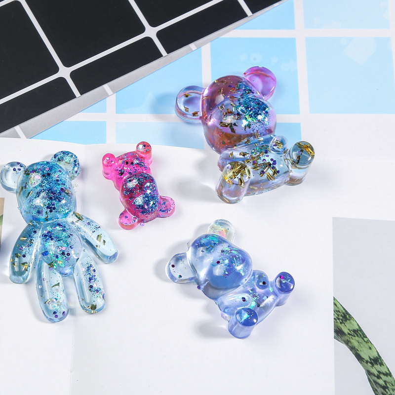 2022NEW DIY bear Silicone resin mold crystal drop glue handmade the little violent bear stereo bear keychains mold