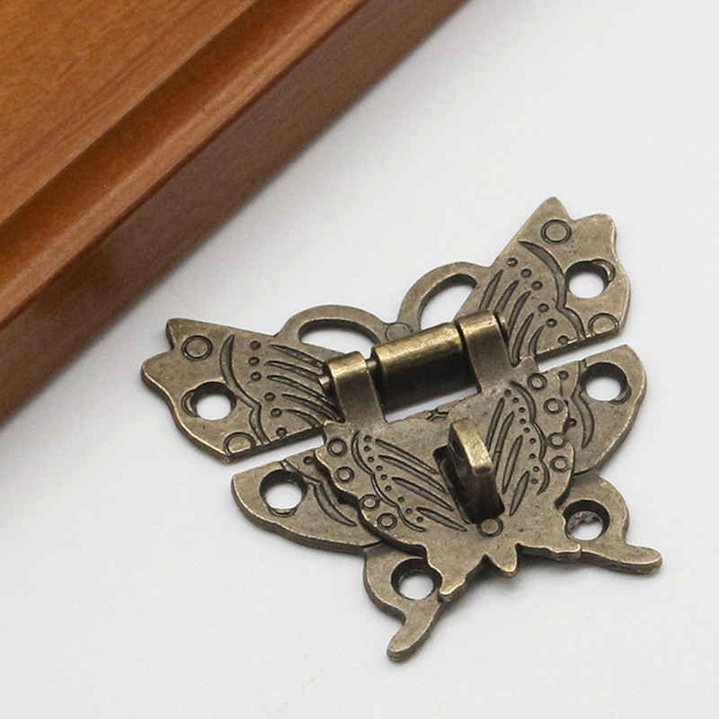 Antique Latch Hasp,Retro Bronze Zinc Alloy Butterfly Lock Catch & Screws for Jewelry Box Cabinet Wooden Case Gift Box