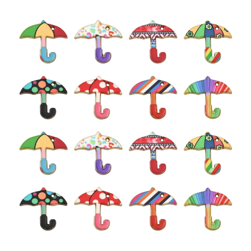 Alloy Enamel Umbrella Charms Travel Vacation Theme Umbrella Charms Dangle Charm for Jewelry Accessories