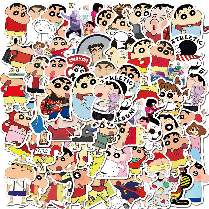 50pcs Anime Crayon Shin-chan Stickers for Laptop Stickers Water Bottle Skateboard Luggage Cartoon Stickers