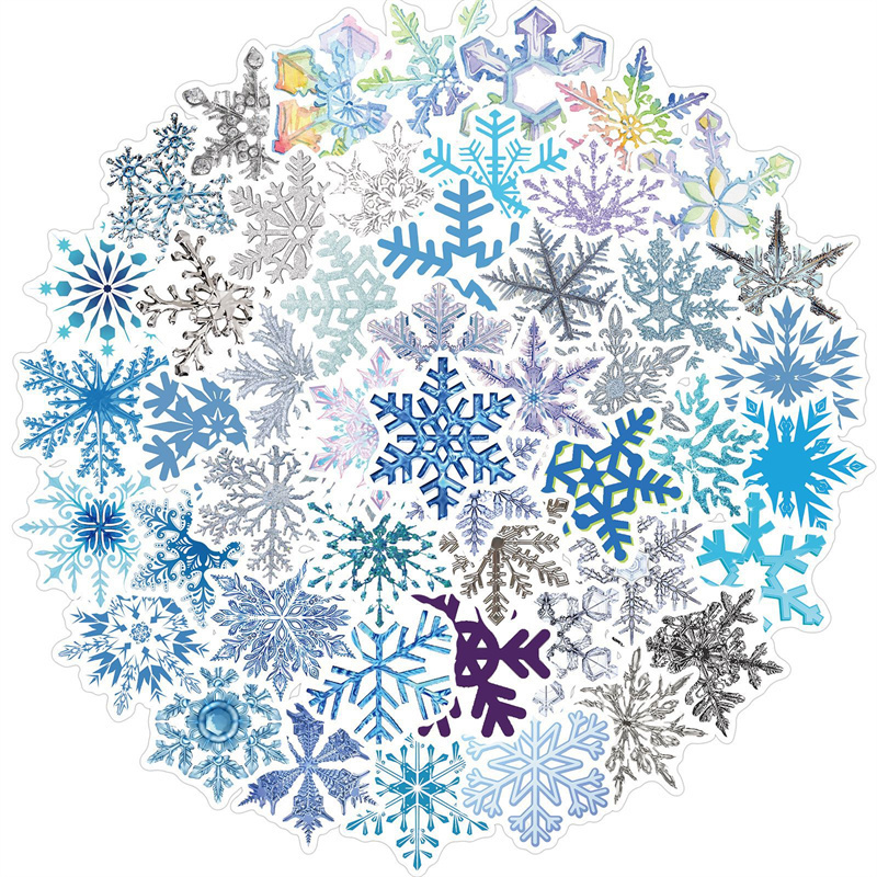 50pcs Snowflake Stickers Winter Christmas Stickers Decal