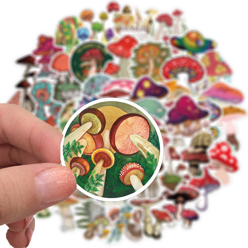 50pcs Mushroom Stickers for Laptop Water Bottle Luggage Snowboard Bicycle Skateboard Decal for Kids Teens Adult Waterproof