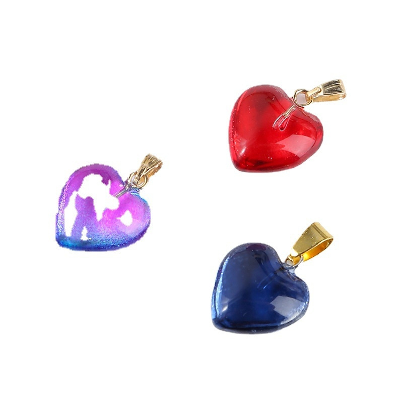 Heart Shaped Glaze Pendants Charms Crystal Chakra Beads for DIY Necklace Jewelry Making