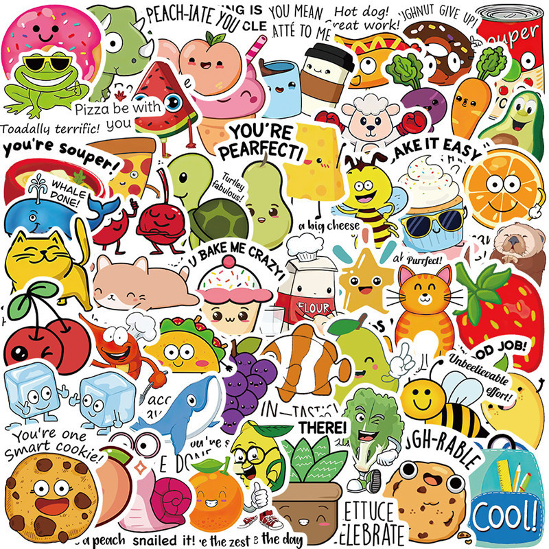 Punny Rewards Stickers Cartoon Animal Cute Incentive School Stickers for Students Kids Teachers Classroom School