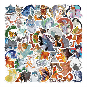 52Pcs Warriors Cats Furry Stickers Book Graffiti Waterproof Vinyl Stickers Decals for Kids Aldults Teens for Birthday Party