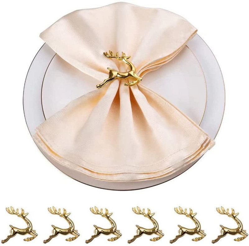 Wholesale Christmas Napkin Rings Holder, Gold Deer Napkin Rings for Party Wedding Gathering Dinning Table Setting Decoration