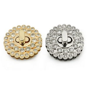 Purse Twist Turn Lock Clasp,Clutches Closure Latches Rhinestone Round Handbag Twist Lock Fasteners Metal Bag Clip Clasp Buckles