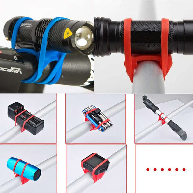 Flashlight Bike Mount Silicone Strap Rubber Tie Down Straps Bicycle Silicone Band Flashlight Helmet Light Mount Phone Strap Tie