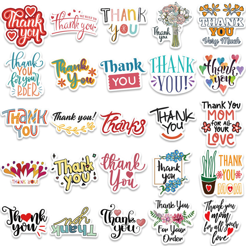 2022NEW 50Pcs inspirational thank you stickers decorative suitcase notebook waterproof non repeating stickers