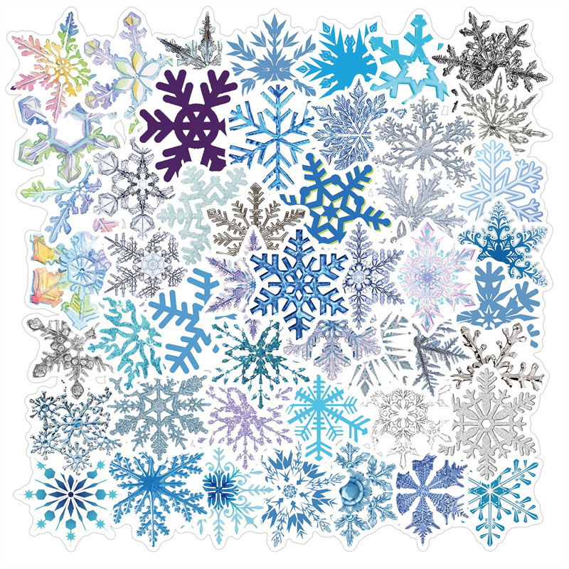 50pcs Snowflake Stickers Winter Christmas Stickers Decal