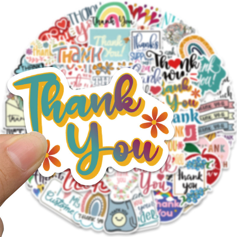 2022NEW 50Pcs inspirational thank you stickers decorative suitcase notebook waterproof non repeating stickers