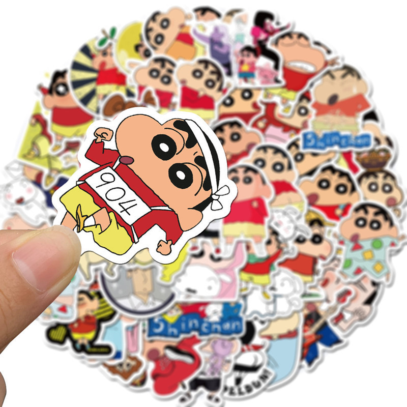 50pcs Anime Crayon Shin-chan Stickers for Laptop Stickers Water Bottle Skateboard Luggage Cartoon Stickers