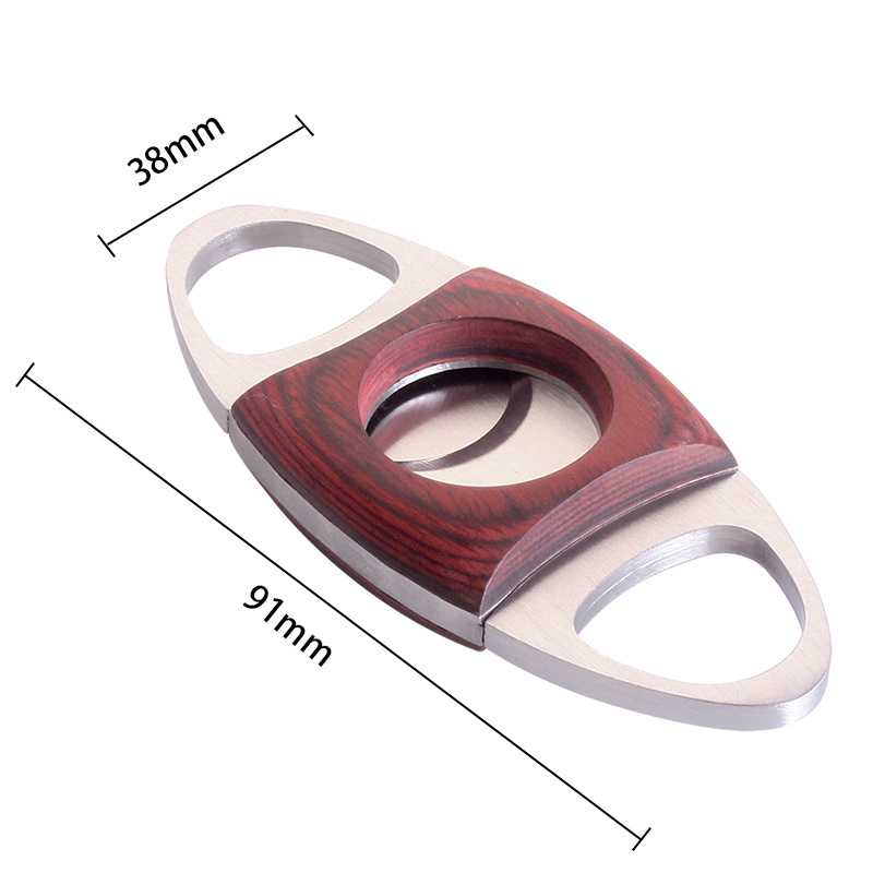 Cherry Wood & Stainless Steel Cigar Cutter Guillotine Double Cut Self Sharpening Blades Cigar Cutter Knife