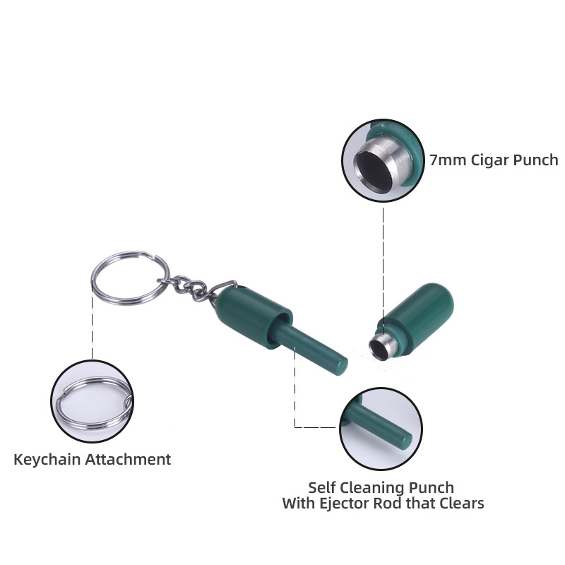 Cigar Punch Set of 8 Cigar Accessories Bullet Style Plastic Keychain Punch with 8mm Hole