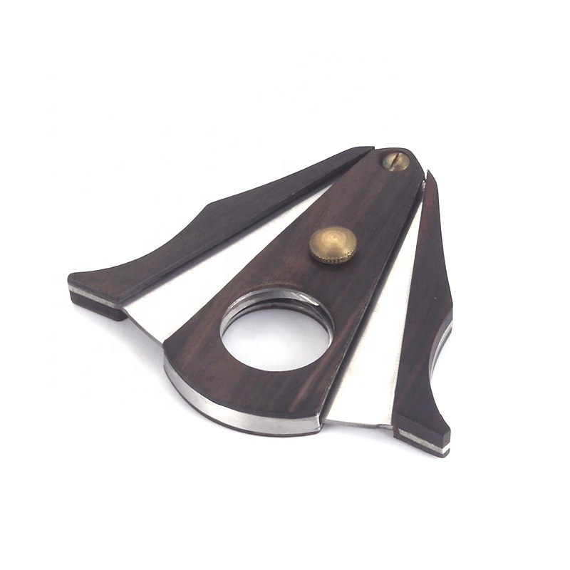 High Quality Wooden Material Essential Cigar Accessories Double Blade Cigar Cutter