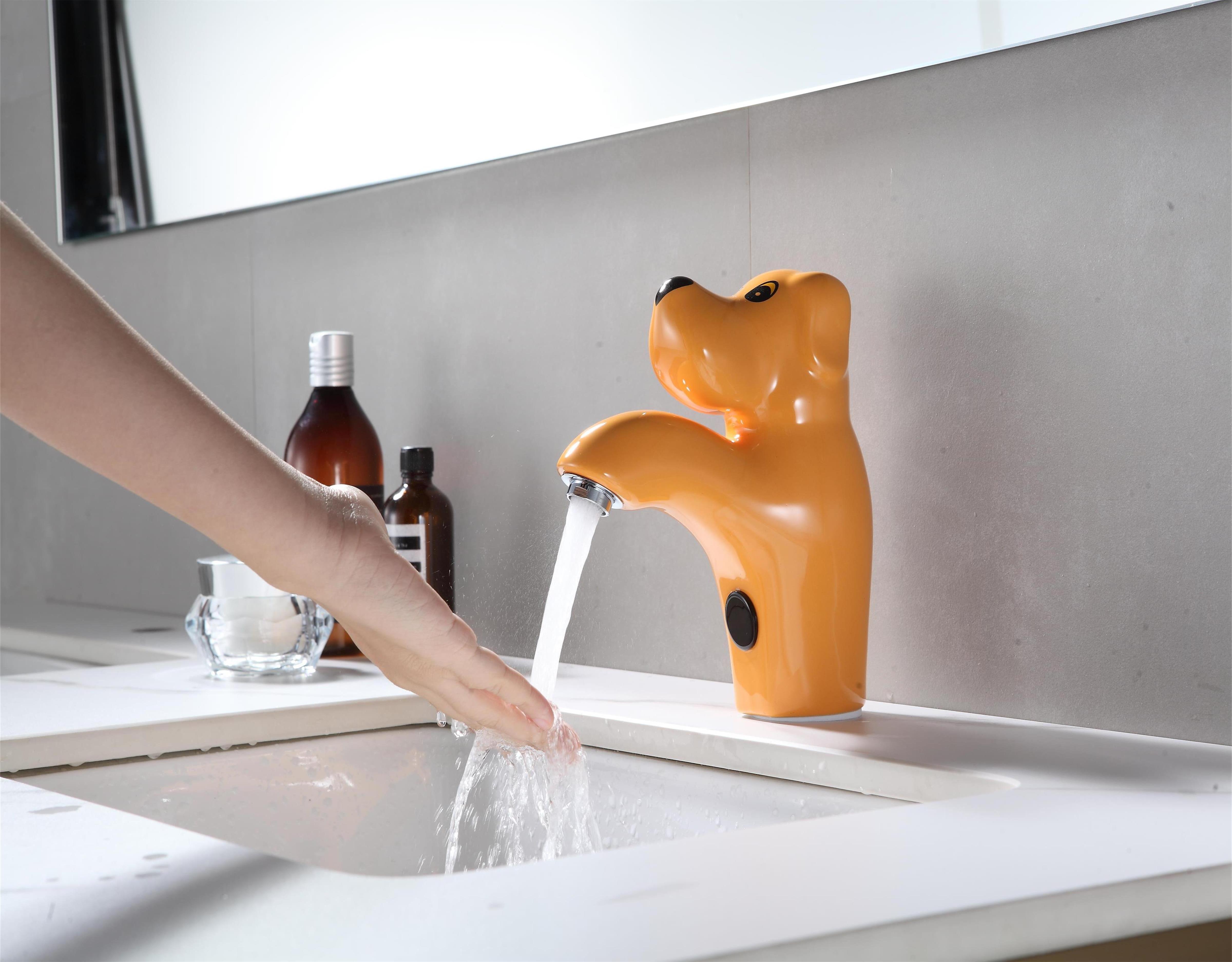 Children ceramic dog cute Cartoon automatic sensor faucet Kindergarten bathroom Safety  Washbasin