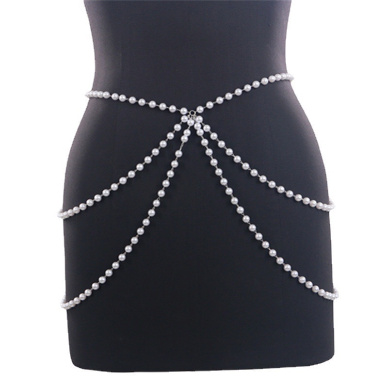 Fashion Personality Pearl Body Chain Bilateral Side Swing Fashion Jewelry Body Chain Adult Fine Jewelry Body Chain