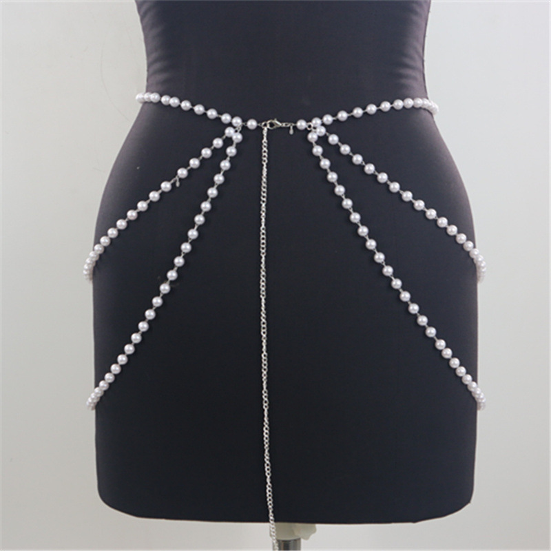 Fashion Personality Pearl Body Chain Bilateral Side Swing Fashion Jewelry Body Chain Adult Fine Jewelry Body Chain