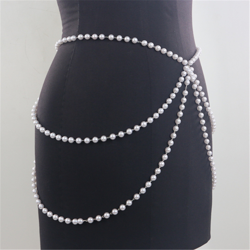 Fashion Personality Pearl Body Chain Bilateral Side Swing Fashion Jewelry Body Chain Adult Fine Jewelry Body Chain