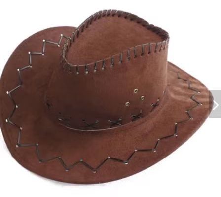 Wholesale Western Cowboy Straw Faux Suede Hats Visor Keychain Camp Hat Flat Costume Fur Cowboy  Fashion Hats For Women