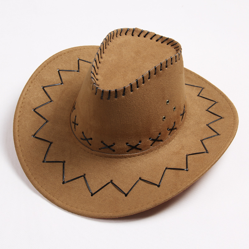 Wholesale Western Cowboy Straw Faux Suede Hats Visor Keychain Camp Hat Flat Costume Fur Cowboy  Fashion Hats For Women