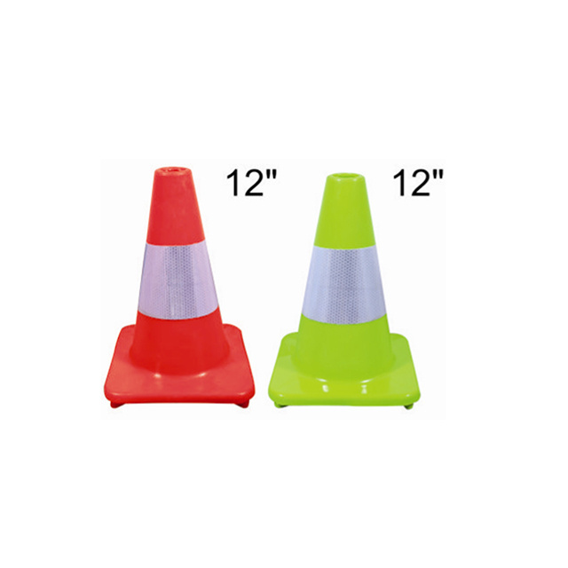 Customized orange/green reflective flexible road cones with   reflective collar