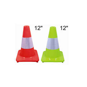 Customized orange/green reflective flexible road cones with   reflective collar