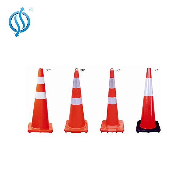 Customized orange/green reflective flexible road cones with   reflective collar